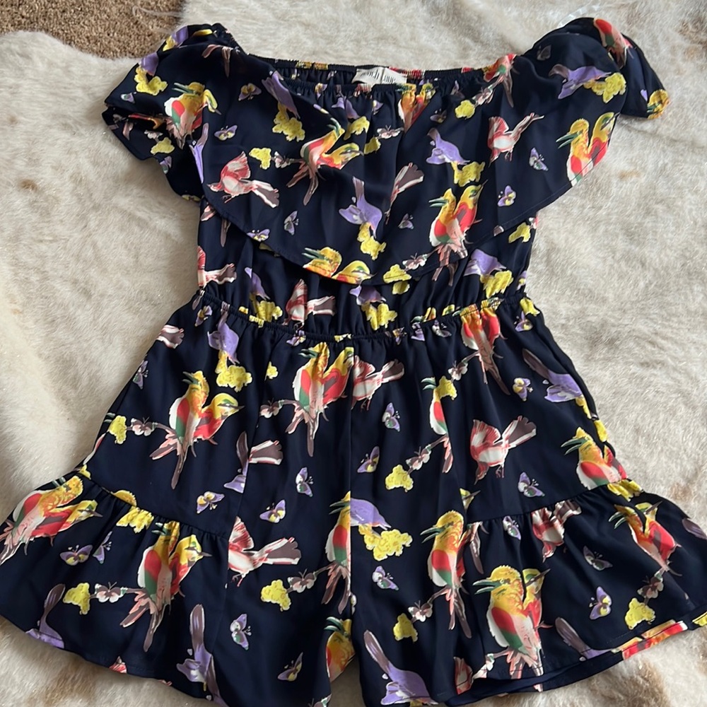 Navy off the shoulder romper
